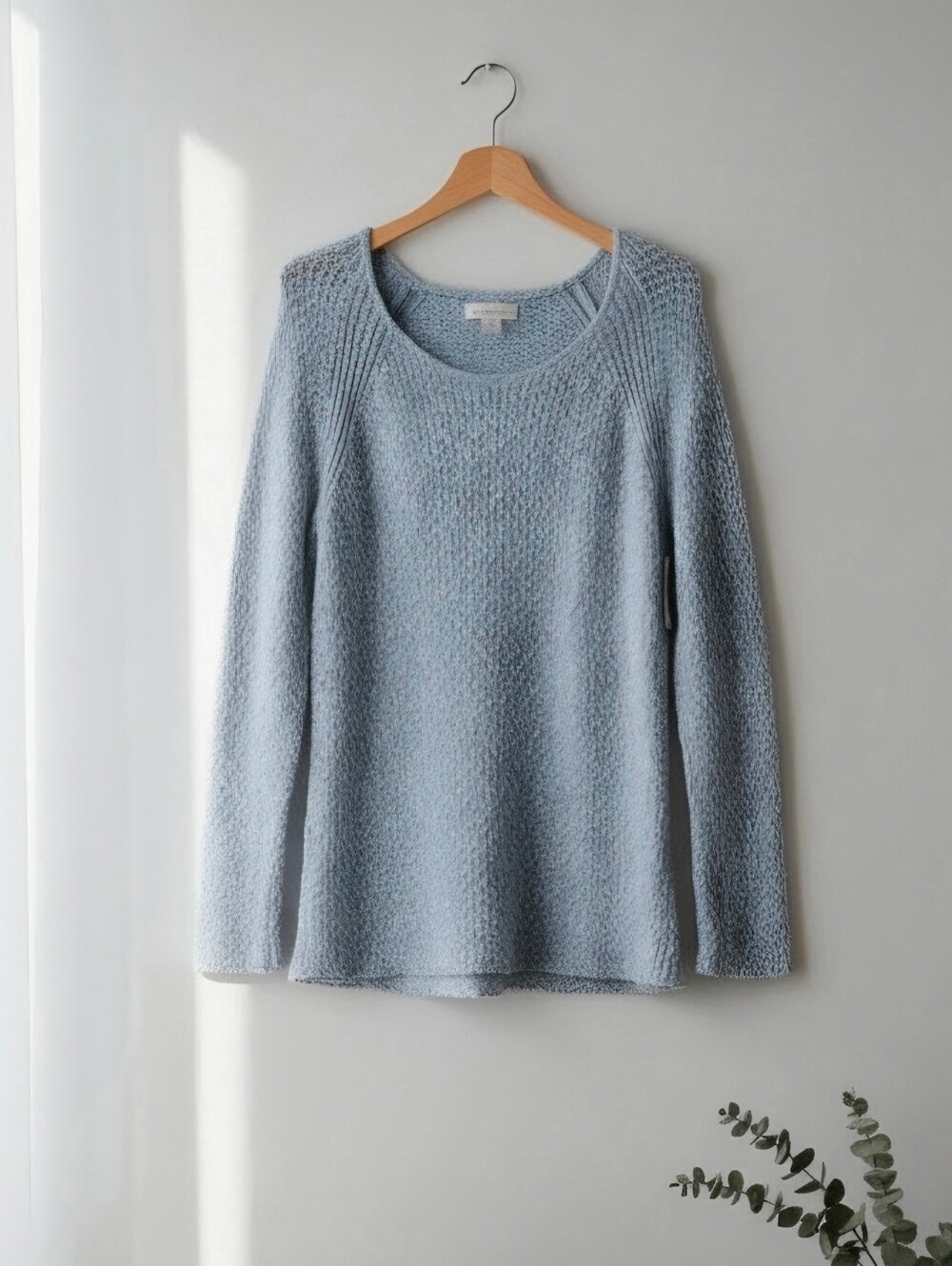 Light Blue/Gray Womenβs Textured Knit Sweater XL